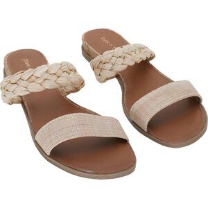 Raffia Woven Women's Slide Sandals Size 10M by Sun Stone